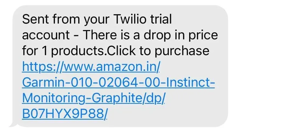 Twilio price tracker sms
