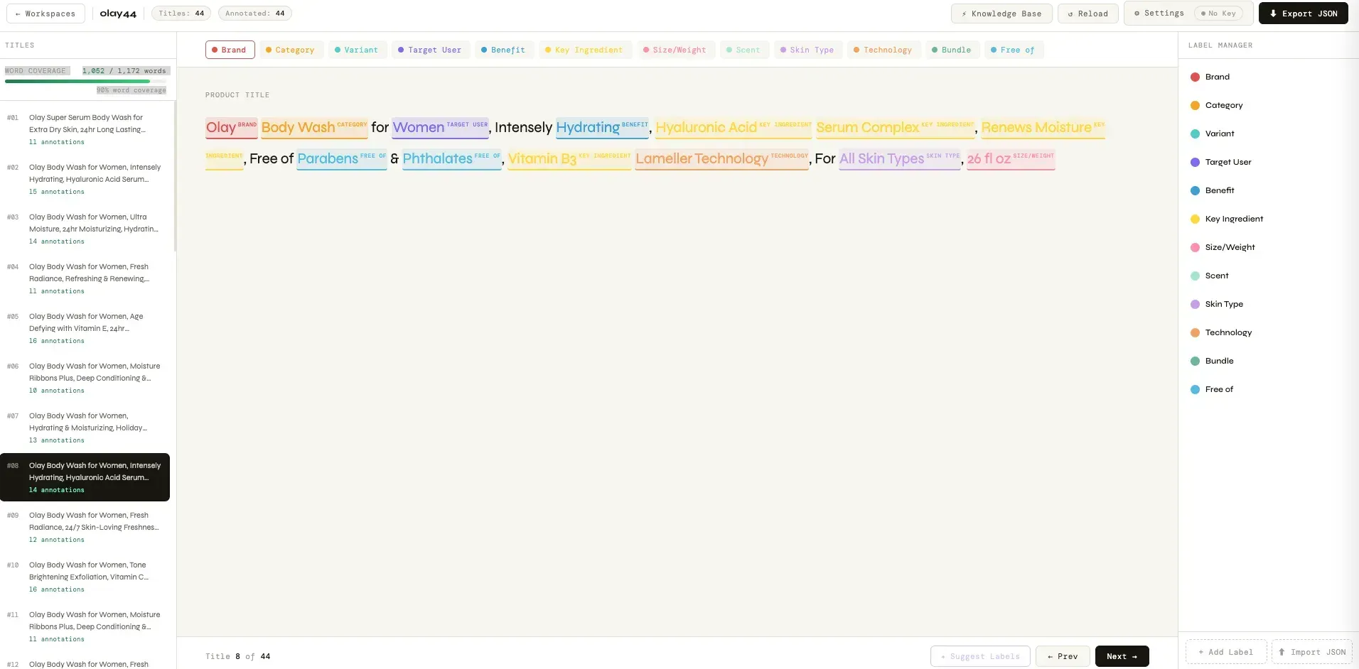 Data annotation tool for better product copy