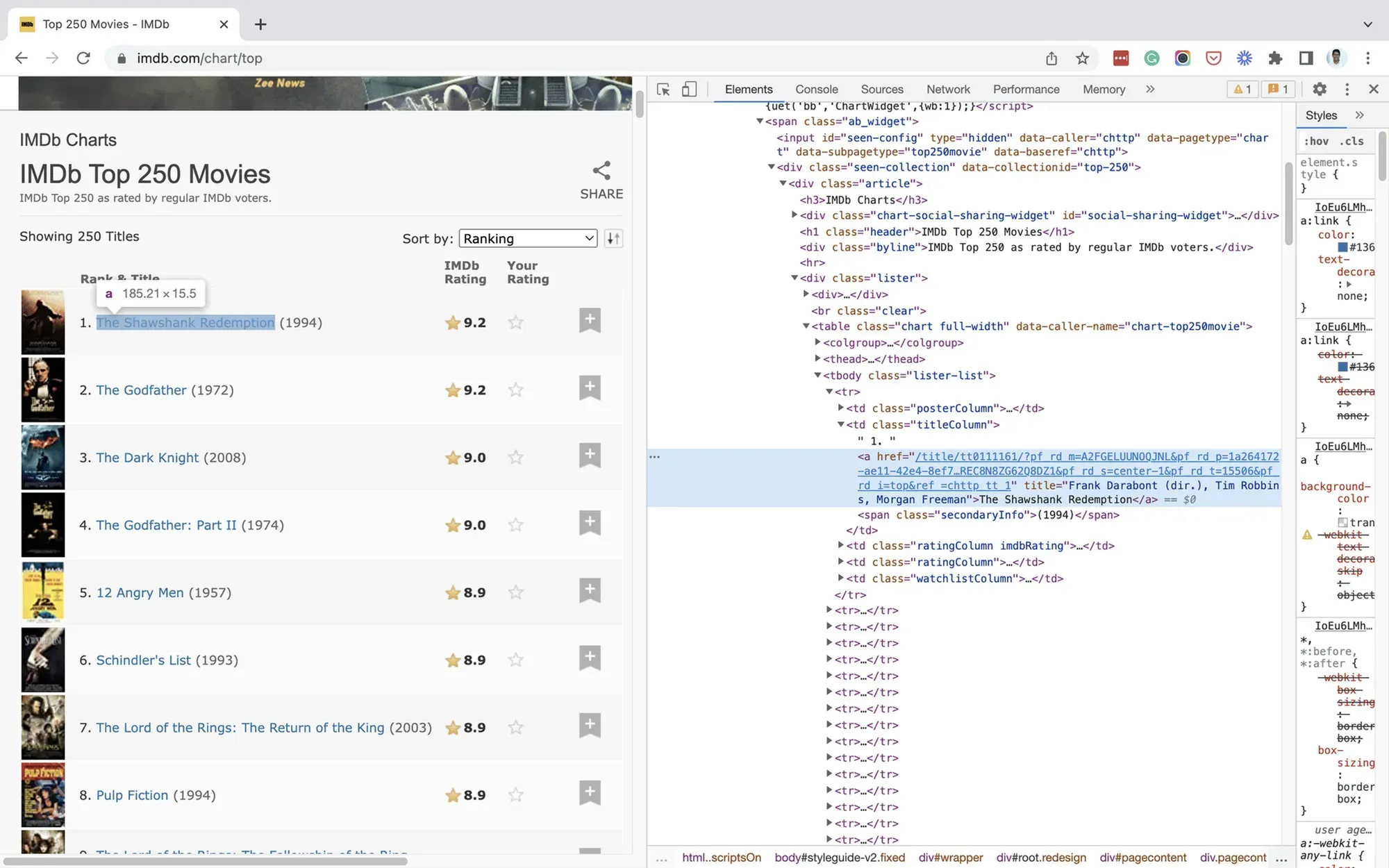Scraping IMDB data using Python BeautifulSoup and lxml