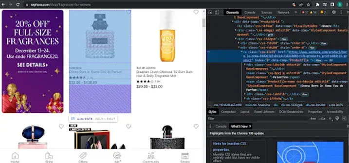 When we go and inspect the Sephora perfume’s home page, we can see that the products that do not have lazy loading are...